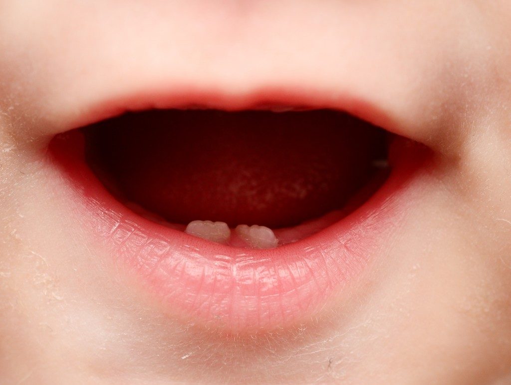 close up of baby teeth