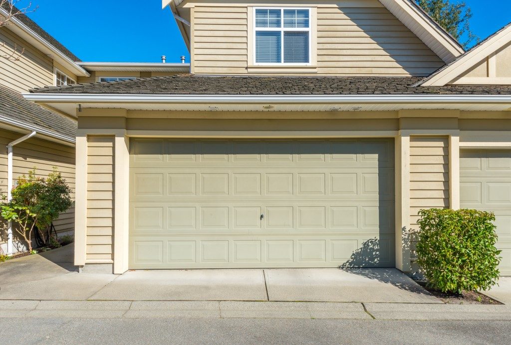 garage door of a suburban home