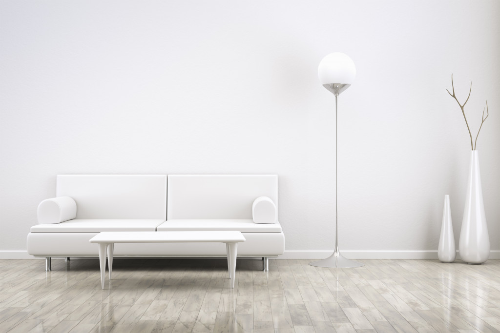 white furniture against white wall