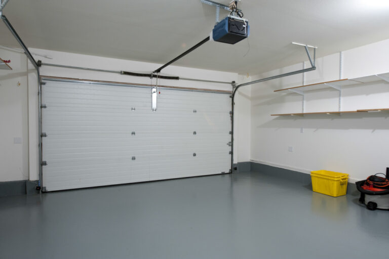 empty and clean garage with shutter